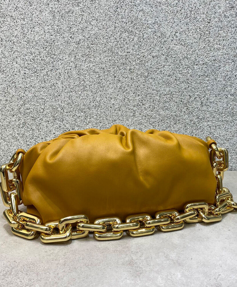 Bottega Veneta The Chain Pouch Clutch Leather Yellow